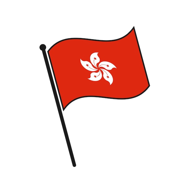 Drapeau Simple Hong Kong Icône Isolé Sur Fond Blanc