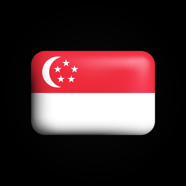 Vecteur drapeau de singapour icône 3d drapeau national de singapour