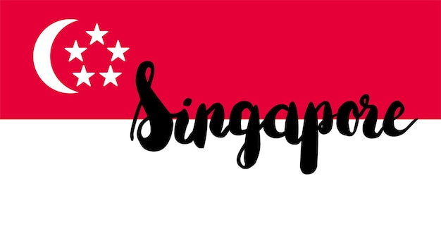 Drapeau De Singapour Avec Texte