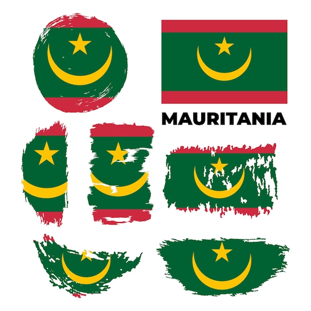 Drapeau de style grunge de la Mauritanie sur fond blanc