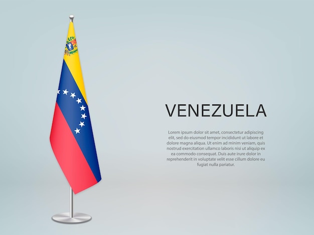 Drapeau Suspendu Du Venezuela Sur Le Stand Modèle De Bannière De Conférence