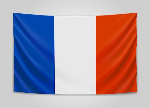 Drapeau suspendu de la France. République française.