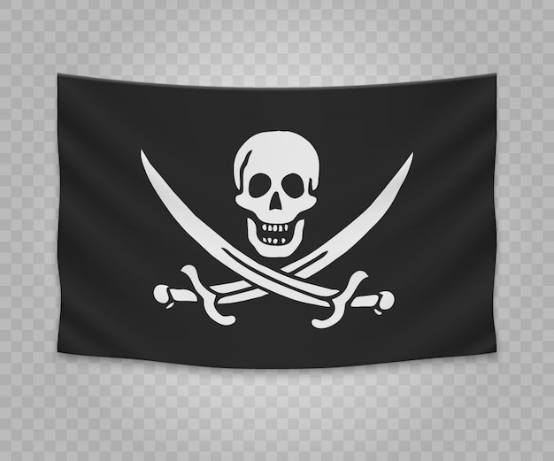 Drapeau suspendu réaliste du pirate Jolly Roger