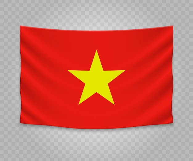 Vecteur drapeau suspendu réaliste du vietnam