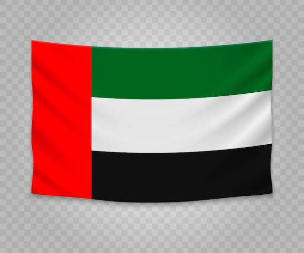 Vecteur drapeau suspendu réaliste des emirats arabes unis
