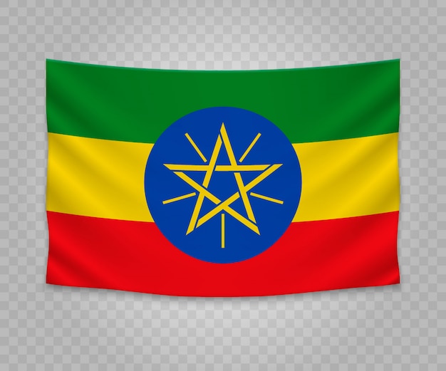 Drapeau suspendu réaliste de l&#39;Ethiopie