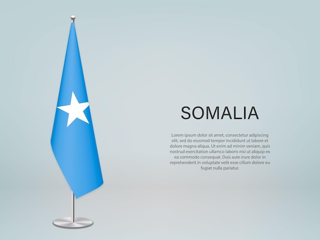 Drapeau Suspendu De La Somalie Sur Le Stand Modèle De Bannière De Conférence