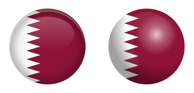 Drapeau de l'État du Qatar sous le bouton du dôme 3d et sur la sphère/boule brillante.