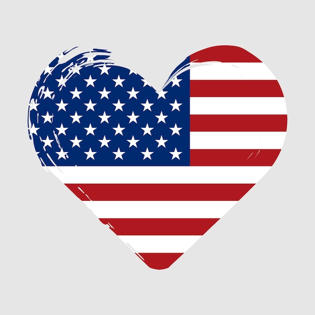 Drapeau des États-Unis en forme de coeur