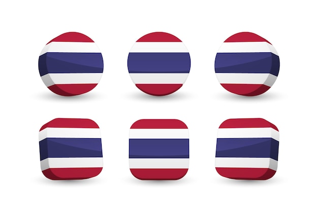 Drapeau de la Thaïlande 3d vector illustration bouton drapeau de la Thaïlande isolé sur blanc