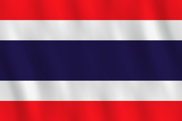 Drapeau de la Thaïlande avec effet ondulant, proportion officielle.