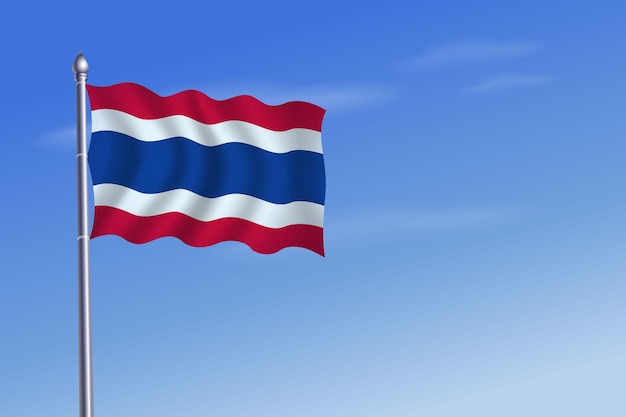 Drapeau De La Thaïlande Jour De L'indépendance Fond De Ciel Bleu