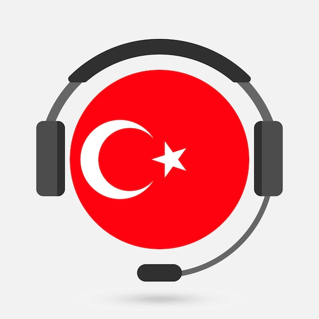 Drapeau de la Turquie avec un casque Illustration vectorielle Langue turque