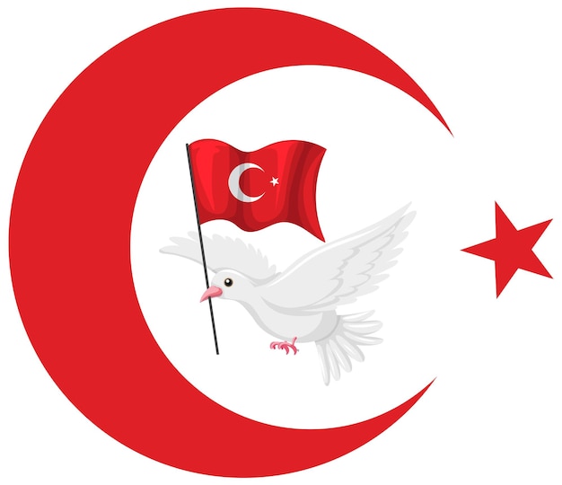 Vecteur drapeau de la turquie avec croissant de lune et étoile