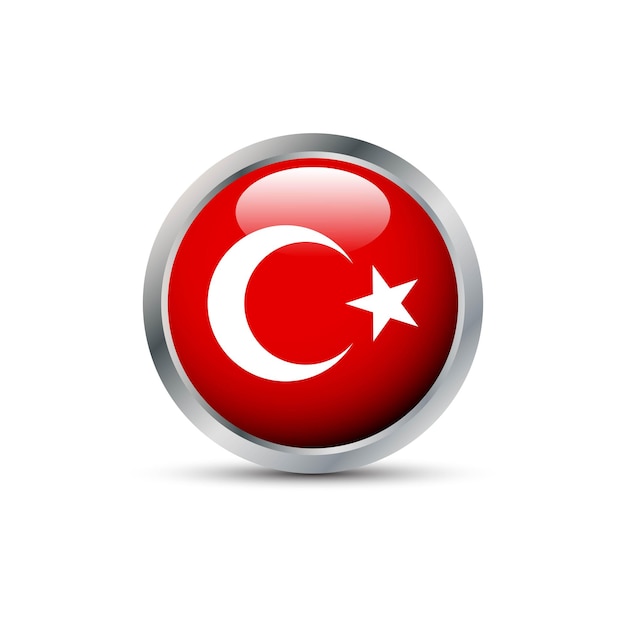 Vecteur drapeau de la turquie insigne 3d.
