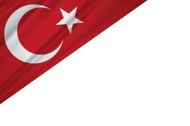 Vecteur drapeau de la turquie en soie et sur fond blanc