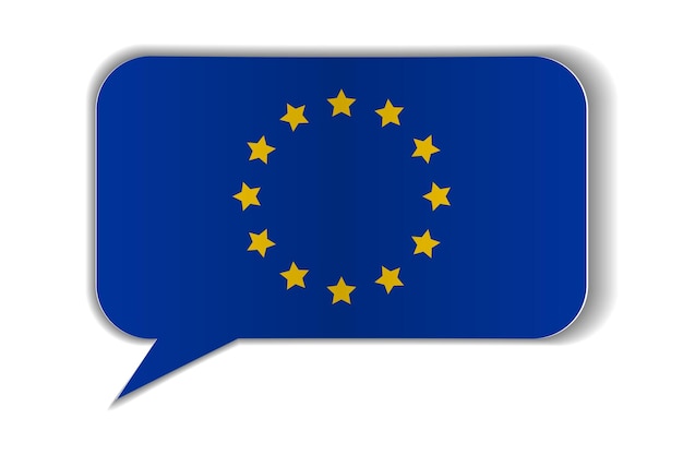 Drapeau de l'UE dans le style d'une carte postale en papier sur fond blanc