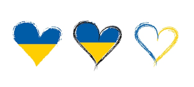 Le drapeau de l'Ukraine en forme de coeur