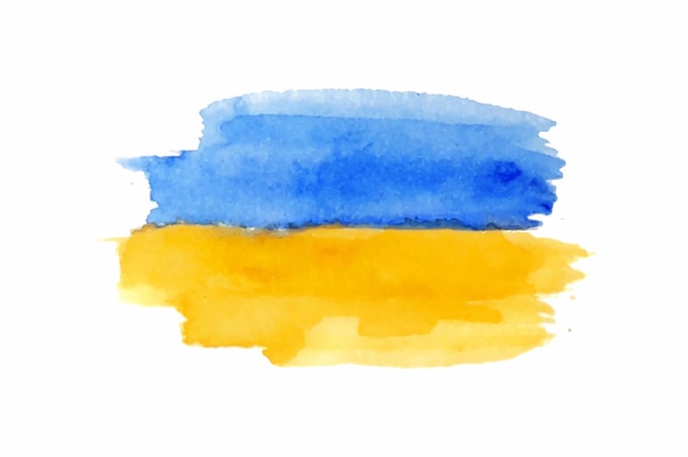 Drapeau Ukrainien Sur Un Dessin Aquarelle De Fond Blanc