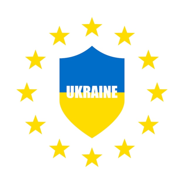 Drapeau ukrainien en forme de bouclier Icône de bouclier avec des étoiles Enregistrer de l'Ukraine