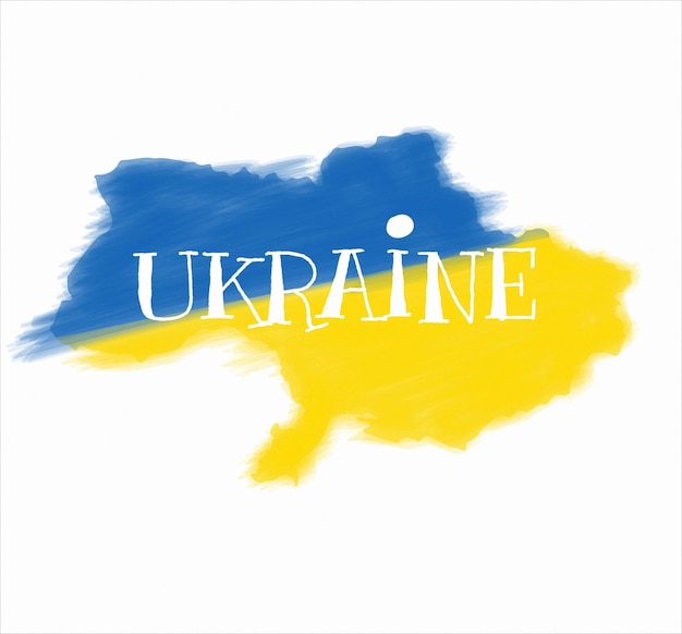 Vecteur drapeau ukrainien de soutien à un peuple injustement attaqué coeur ukrainien paix et amour