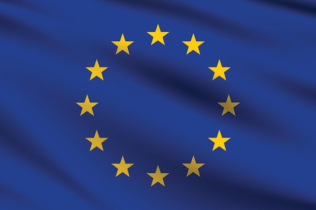 Drapeau de l'Union européenne couleurs officielles et illustration vectorielle numérique des proportions Drapeau ondulé