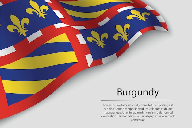 Le Drapeau à Vagues De La Bourgogne Est Une Région De France Modèle Vectoriel De Bannière Ou De Ruban