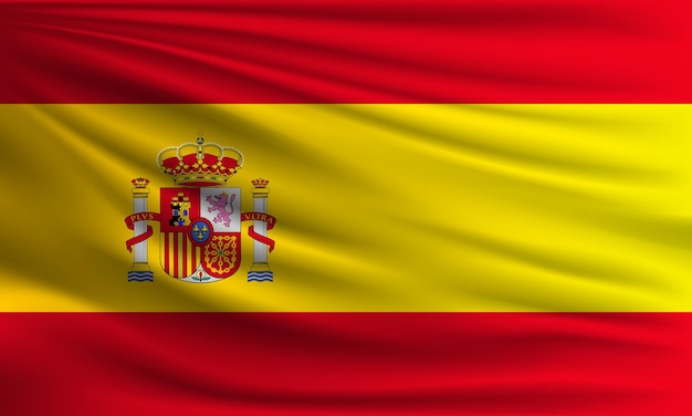 Drapeau de vecteur de l'Espagne avec un palmier