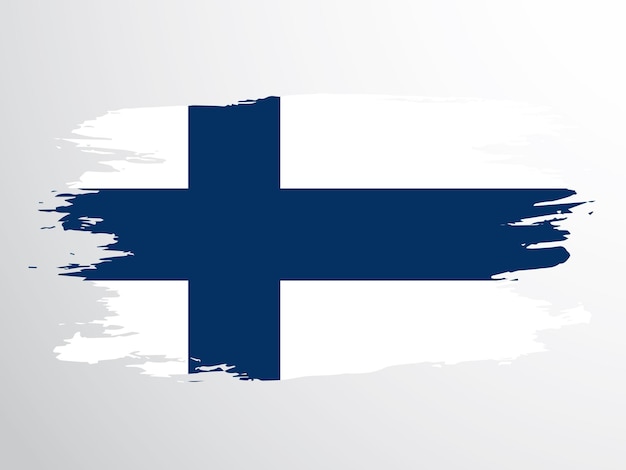 Drapeau De Vecteur De Finlande Dessiné Avec Un Pinceau