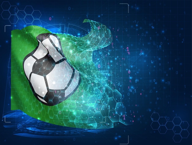 Drapeau de vecteur de football objet 3D abstrait virtuel à partir de polygones triangulaires sur fond bleu