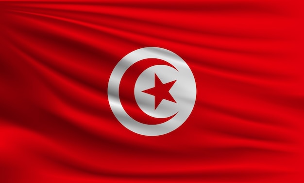 Drapeau de vecteur de la Tunisie avec un palmier