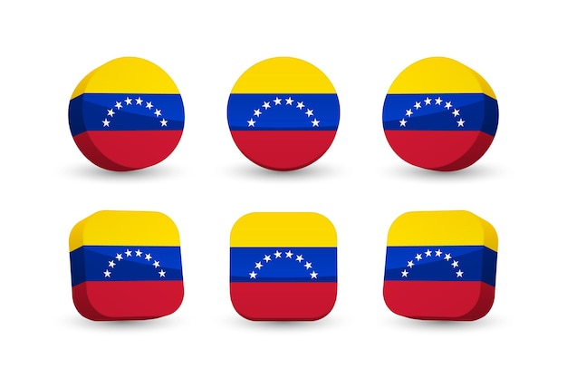 Drapeau Venezuela 3d vector illustration bouton drapeau du Venezuela isolé sur blanc