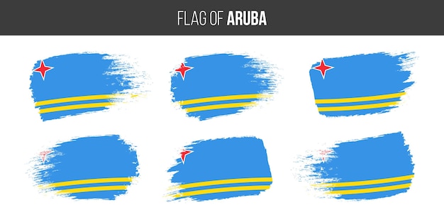 Drapeaux D'aruba Coup De Pinceau Grunge Vector Illustration Drapeau D'aruba Isolé Sur Blanc