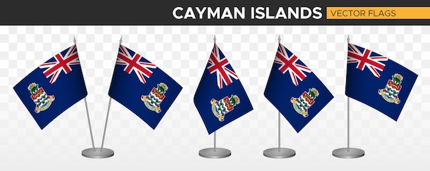 Vecteur drapeaux de bureau des îles caïmans mockup 3d vector illustration table drapeau des îles caïmans