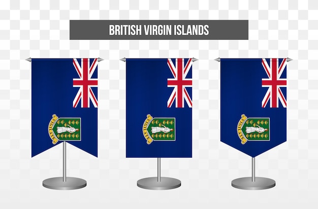 Drapeaux de bureau d'illustration vectorielle 3d vertical réaliste des îles vierges britanniques isolés