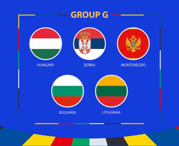 Drapeaux Circulaires Du Groupe G Participants Au Tournoi Européen De Football De Qualification 2024