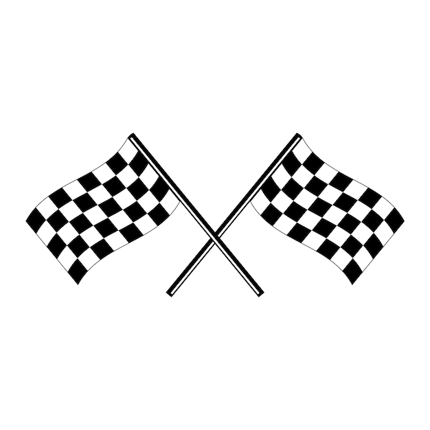 Drapeaux de course avec motif d'échecs. Élément de design pour affiche, emblème, signe, logo, étiquette. Illustration vectorielle