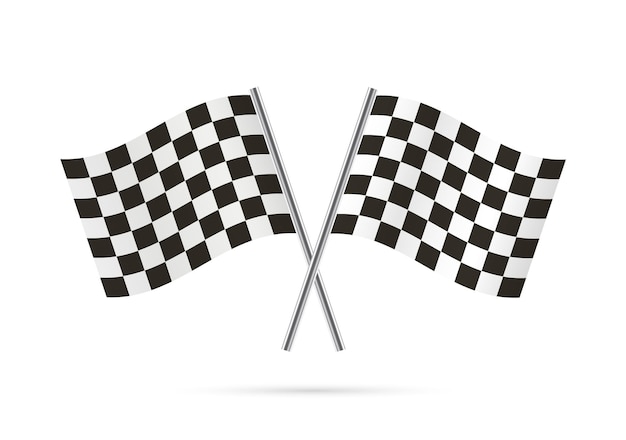 Drapeaux croisés à carreaux drapeaux de course isolés sur fond blanc Illustration vectorielle