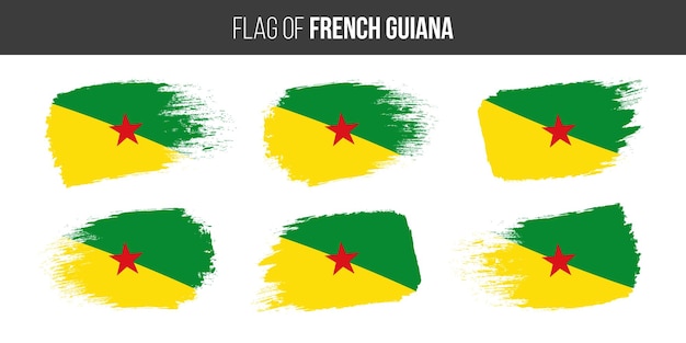 Drapeaux de la Guyane française Coup de pinceau grunge vector illustration drapeau de la Guyane française isolé sur blanc