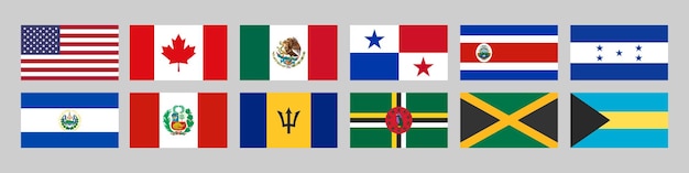 Drapeaux Nationaux Des Amériques états-unis Canada Mexique Panama Costa Rica Pérou Barbade