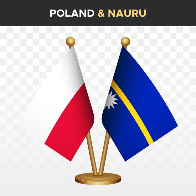 Drapeaux De La Pologne Contre Nauru Drapeau De Pologne à Table Debout 3d Illustration Vectorielle