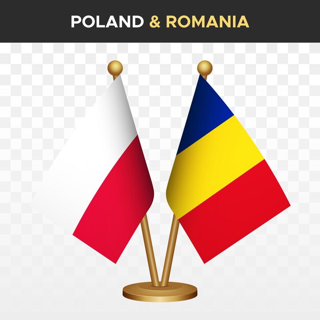 Drapeaux De La Pologne Contre La Roumanie Illustration Vectorielle Du Drapeau De Pologne En 3d