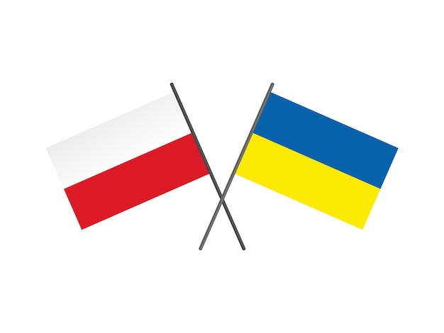 Drapeaux de la Pologne et de l'Ukraine croisés Un symbole d'amitié et de soutien Soutenez l'Ukraine