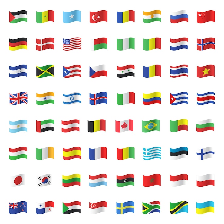 Vecteur les drapeaux de tous les pays sont constitués d'une collection de symboles nationaux