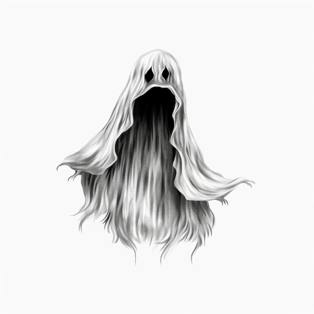 Vecteur a drawing of a ghost with long hair