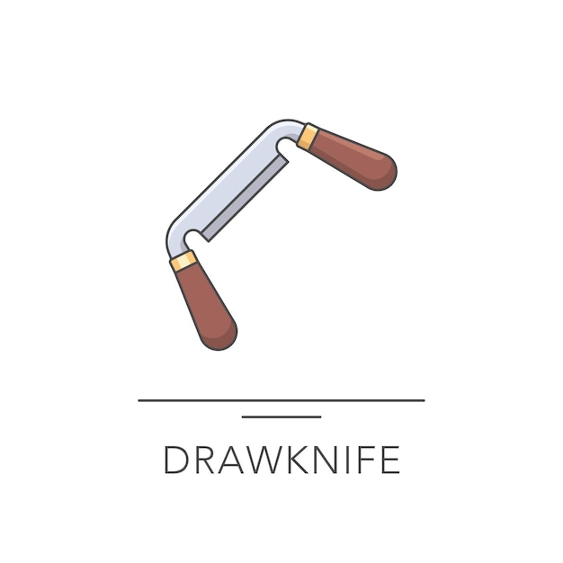 Drawknife contour icône colorée Illustration vectorielle