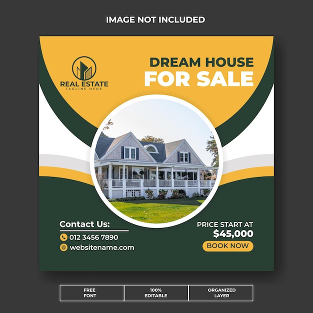 Dreamhouse à Vendre Modèle De Conception De Publication Sur Les Médias Sociaux Immobiliers