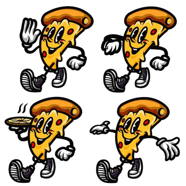 Cette drôle de mascotte de pizza, le vecteur de personnage.