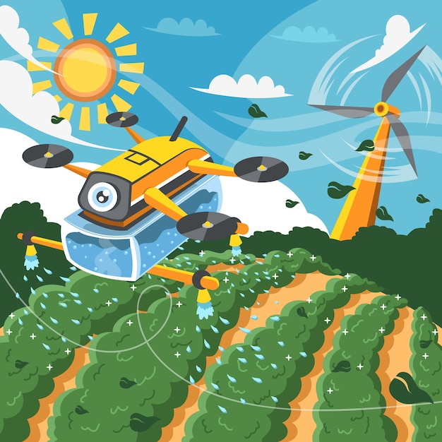 Vecteur drone agricole une technologie green tech.