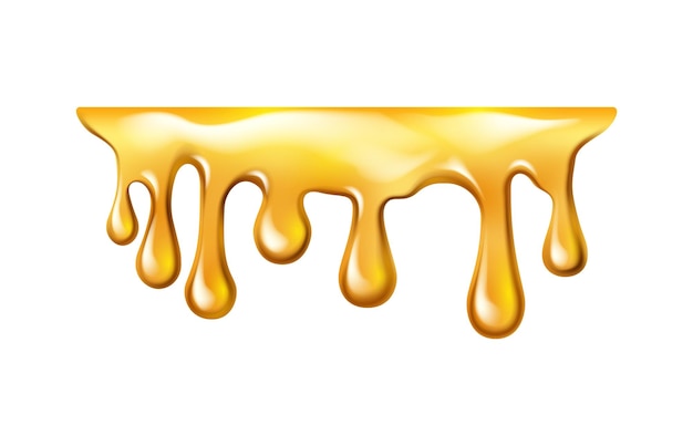 Vecteur du miel doux fondant avec des gouttelettes de sirop jaune